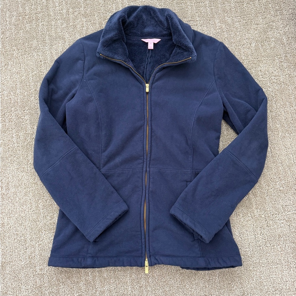 Lilly Pulitzer Navy Zip-Up Fleece Jacket